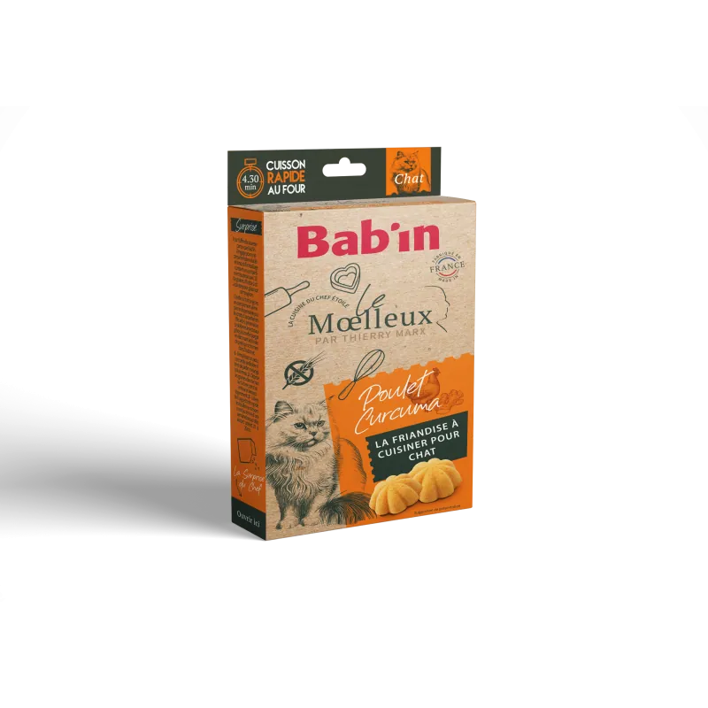 Moelleux pour chat saveur poulet curcuma par thierry marx friandise savoureuse 150g