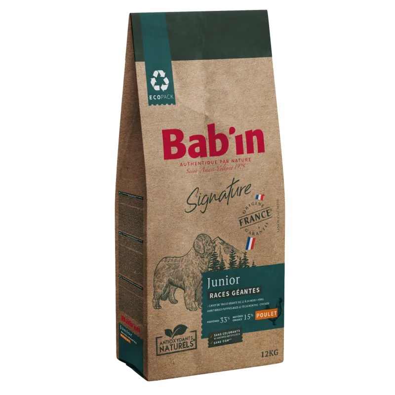 Croquettes chiot grande race babin junior developpement et croissance chien geant 12 kg