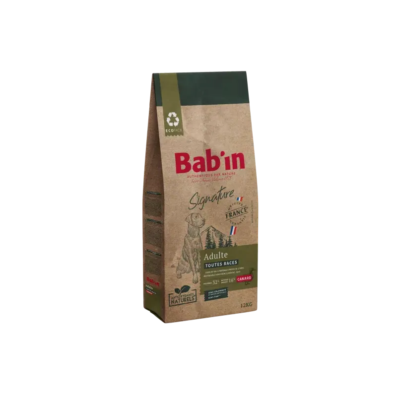 Croquettes canard toutes races babin saveur et tolerance digestive chien 12 kg
